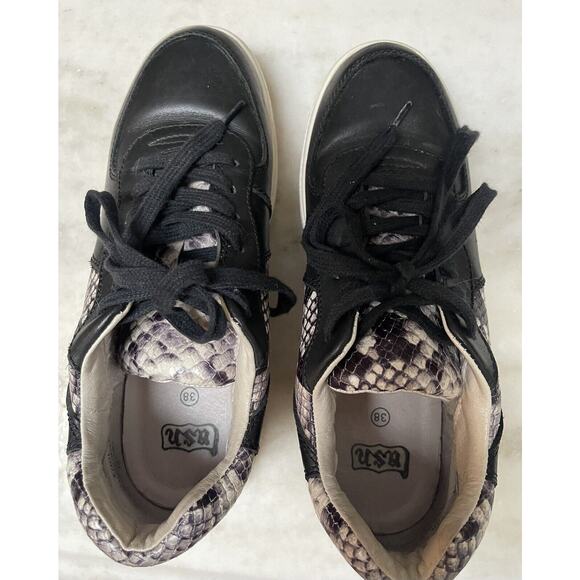 NEW ASH Fool STAR Snake Print Trimmed black Leather Platform Sneakers Size EU 38 - Picture 7 of 14